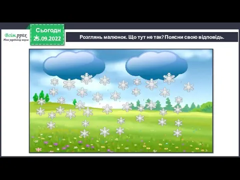 25.09.2022 Сьогодні Розглянь малюнок. Що тут не так? Поясни свою відповідь.