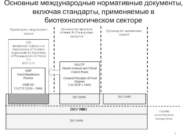 Основные международные нормативные документы, включая стандарты, применяемые в биотехнологическом секторе