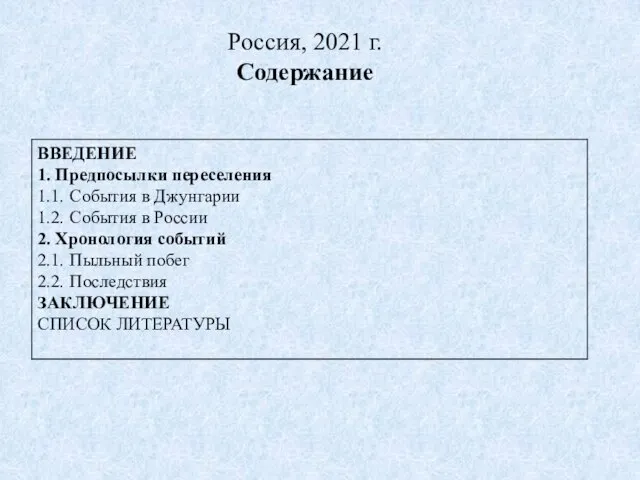 Россия, 2021 г. Содержание