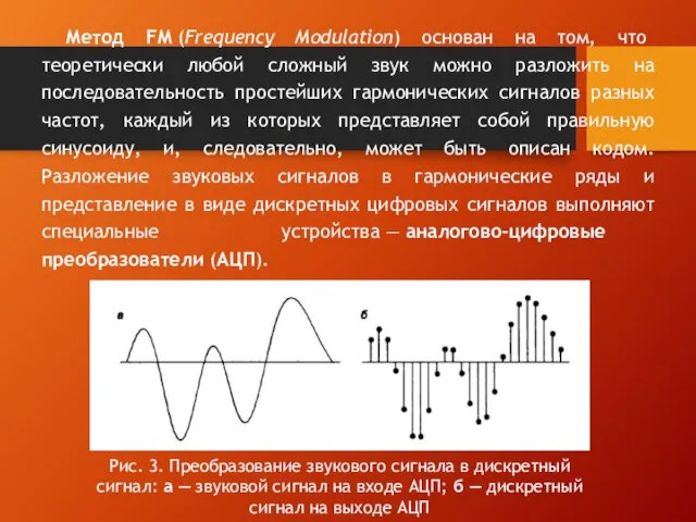 Метод FM (Frequency Modulation) основан на том, что теоретически любой сложный звук