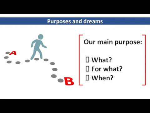 Our main purpose: What? For what? When? Purposes and dreams