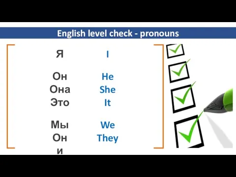 English level check - pronouns Я Он Она Это Мы Они I