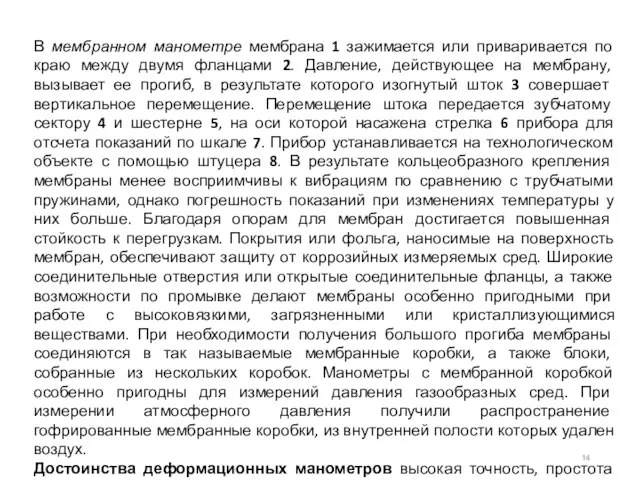 В мембранном манометре мембрана 1 зажимается или приваривается по краю между двумя