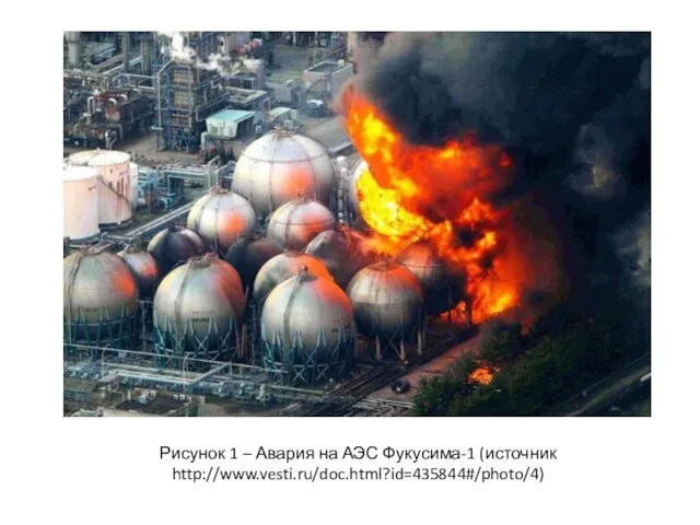 Рисунок 1 – Авария на АЭС Фукусима-1 (источник http://www.vesti.ru/doc.html?id=435844#/photo/4)
