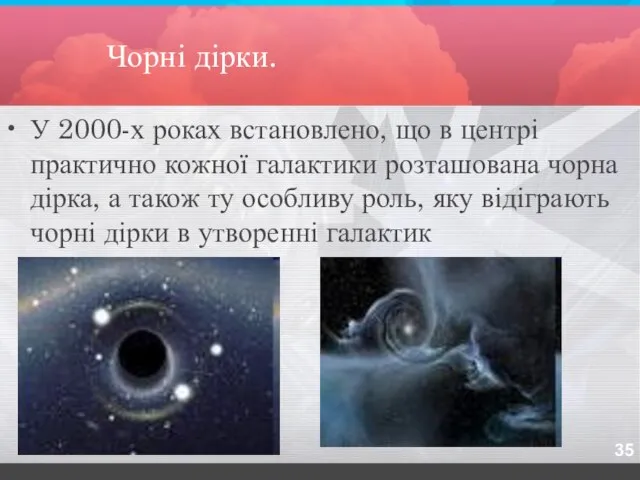 Чорні дірки. У 2000-х роках встановлено, що в центрі практично кожної галактики