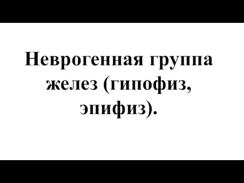 Неврогенная группа желез (гипофиз, эпифиз).