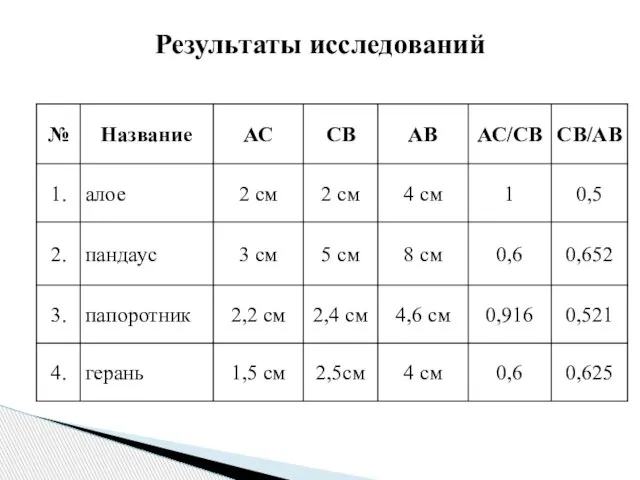 Результаты исследований