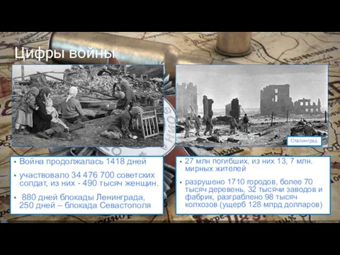 Цифры войны Сталинград 27 млн погибших, из них 13, 7 млн. мирных