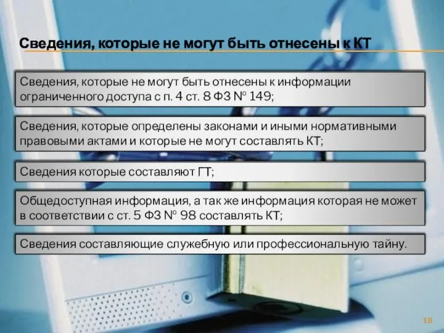 Сведения, которые не могут быть отнесены к КТ Сведения, которые не могут