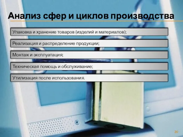 Анализ сфер и циклов производства Упаковка и хранение товаров (изделий и материалов);