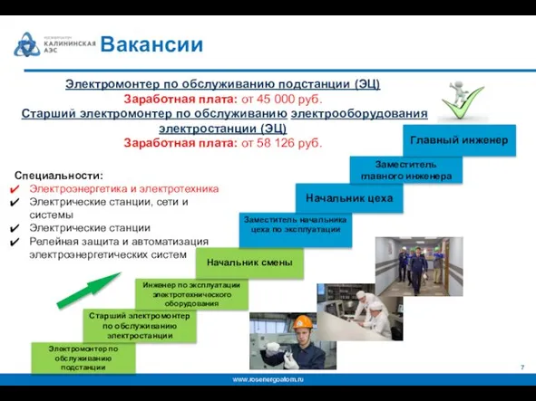 Вакансии Электромонтер по обслуживанию подстанции (ЭЦ) Заработная плата: от 45 000 руб.