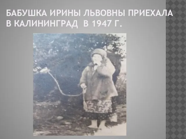 БАБУШКА ИРИНЫ ЛЬВОВНЫ ПРИЕХАЛА В КАЛИНИНГРАД В 1947 Г.