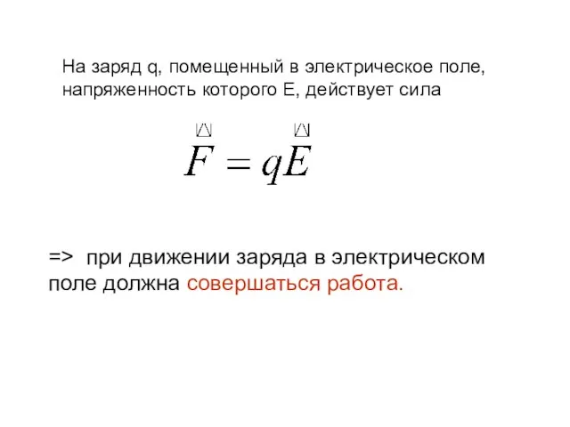 На заряд q, помещенный в электрическое поле, напряженность которого Е, действует сила