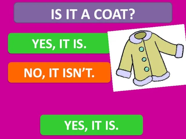 IS IT A COAT? YES, IT IS. NO, IT ISN’T. YES, IT IS.