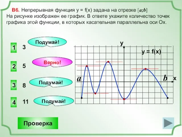 1 4 3 3 В6. Непрерывная функция у = f(x) задана на