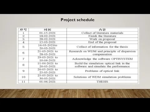 Project schedule