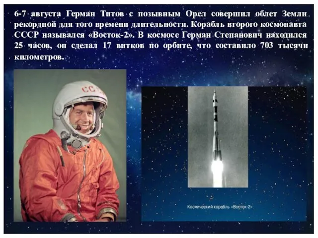 6-7 августа Герман Титов с позывным Орел совершил облет Земли рекордной для