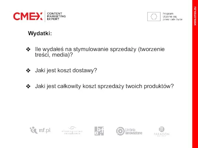 Wydatki: Ile wydałeś na stymulowanie sprzedaży (tworzenie treści, media)? Jaki jest koszt