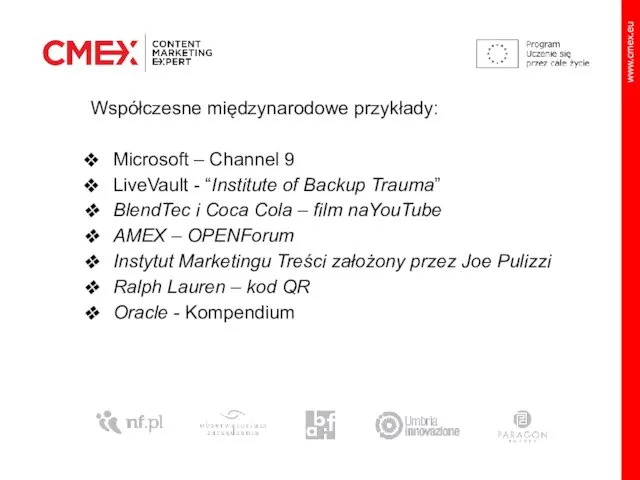 Współczesne międzynarodowe przykłady: Microsoft – Channel 9 LiveVault - “Institute of Backup