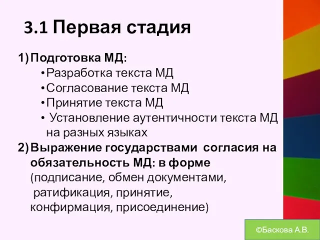 3.1 Первая стадия Подготовка МД: Разработка текста МД Согласование текста МД Принятие