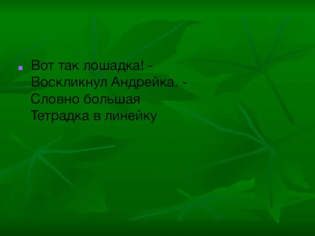 Вот так лошадка! - Воскликнул Андрейка. - Словно большая Тетрадка в линейку