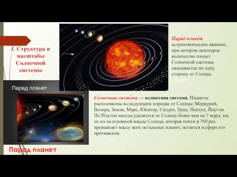 Парад планет Пара́д плане́т — астрономическое явление, при котором некоторое количество планет