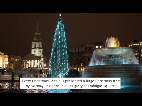 Every Christmas Britain is presented a large Christmas tree by Norway. It