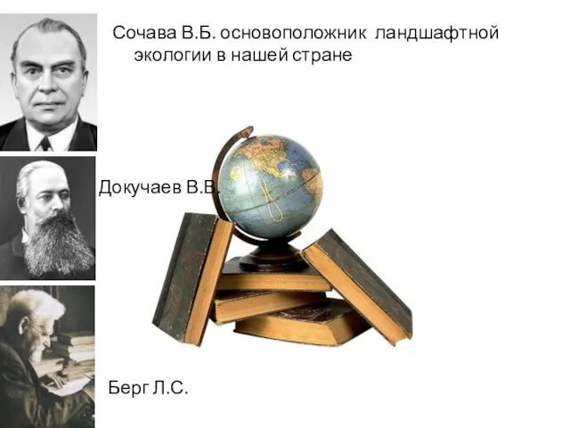 Сочава В.Б. основоположник ландшафтной экологии в нашей стране Докучаев В.В. Берг Л.С.