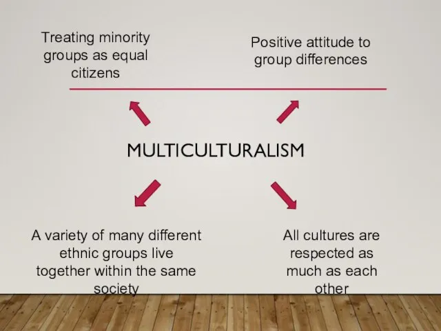 MULTICULTURALISM Treating minority groups as equal citizens Positive attitude to group differences