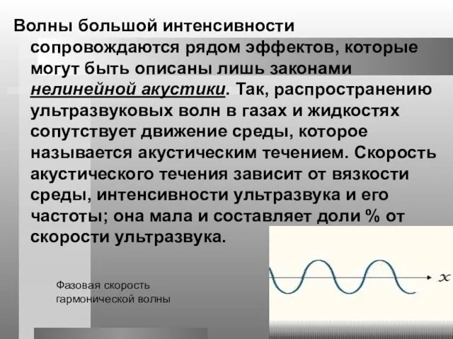 Волны большой интенсивности сопровождаются рядом эффектов, которые могут быть описаны лишь законами