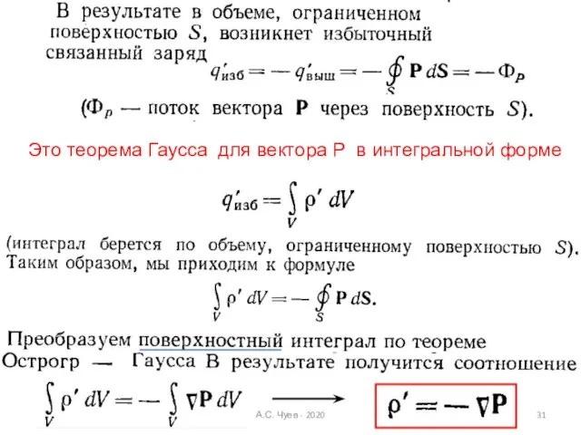 Это теорема Гаусса для вектора Р в интегральной форме А.С. Чуев - 2020