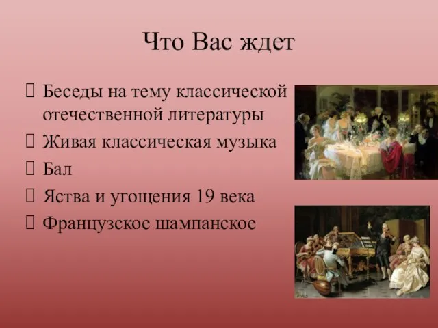 Что Вас ждет Беседы на тему классической отечественной литературы Живая классическая музыка