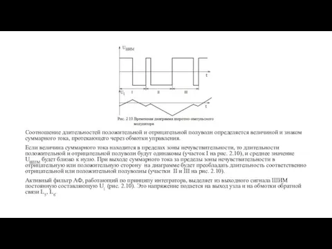 Соотношение длительностей положительной и отрицательной полуволн определяется величиной и знаком суммарного тока,