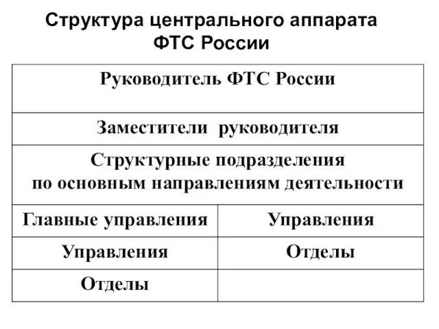 Структура центрального аппарата ФТС России