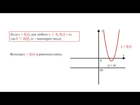 Если у = f(х), для любого х ∈ Х, f(х) > m,