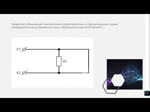 э Проводник, обладающий электрическим сопротивлением, на принципиальных схемах изображается в виде прямоугольника