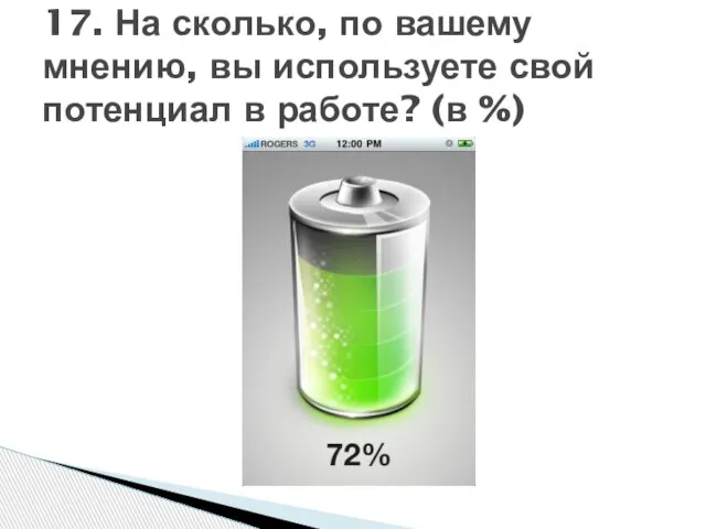 17. На сколько, по вашему мнению, вы используете свой потенциал в работе? (в %)