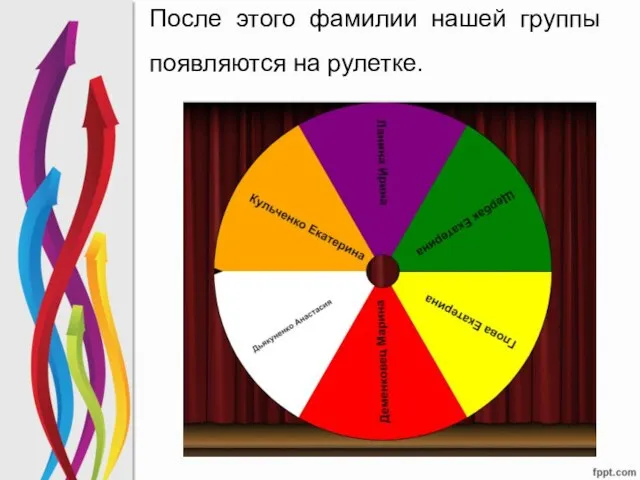 После этого фамилии нашей группы появляются на рулетке.