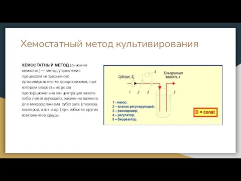 Хемостатный метод культивирования ХЕМОСТАТНЫЙ МЕТОД (синоним хемостат) — метод управления процессом непрерывного