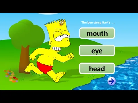 mouth eye The bee stung Bart’s … head