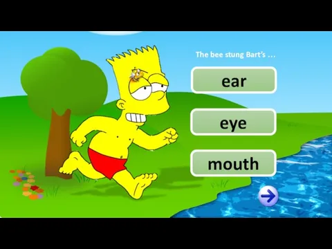 eye ear The bee stung Bart’s … mouth