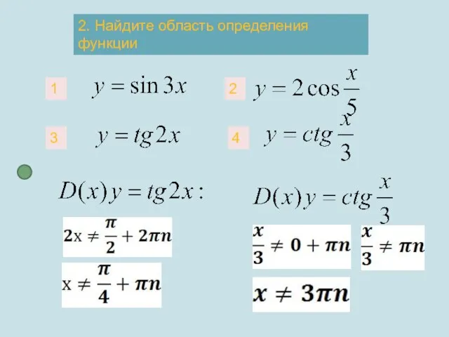 2. Найдите область определения функции 1 2 3 4