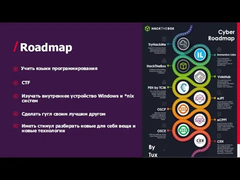 Иметь стимул разбирать новые для себя вещи и новые технологии Roadmap /