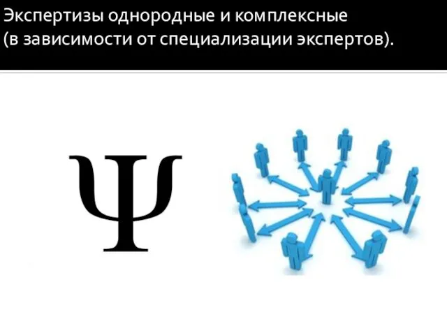 Экспертизы однородные и комплексные (в зависимости от специализации экспертов).