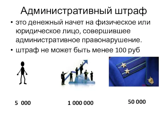 Административный штраф это денежный начет на физическое или юридическое лицо, совершившее административное