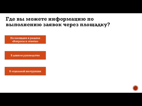 Где вы можете информацию по выполнению заявок через площадку? На площадке в