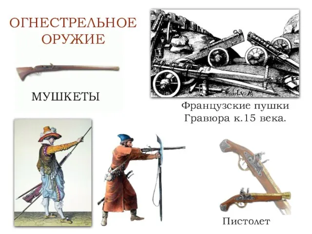 Французские пушки Гравюра к.15 века. МУШКЕТЫ ОГНЕСТРЕЛЬНОЕ ОРУЖИЕ Пистолет