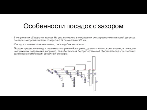 Особенности посадок с зазором В сопряжении образуются зазоры. На рис. приведена в