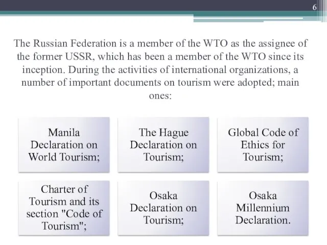 The Russian Federation is a member of the WTO as the assignee