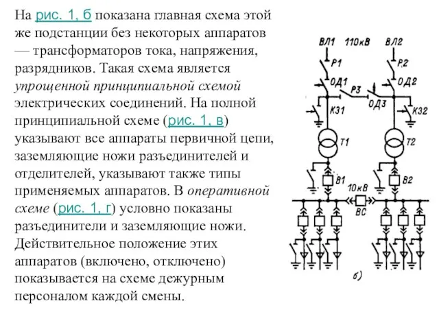 На рис. 1, б показана главная схема этой же подстанции без некоторых